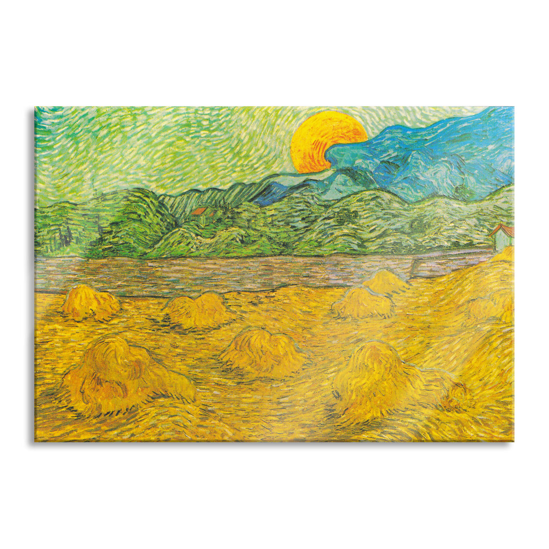 Glasbild Weizenfeld hinter Saint-Paul von Vincent Van Gogh