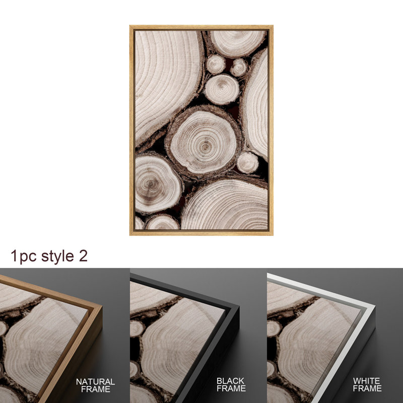 2 illustrations d'anneau d'arbre en bois, images murales neutres de campagne moderne, impression numérique sur toile giclée sur toile