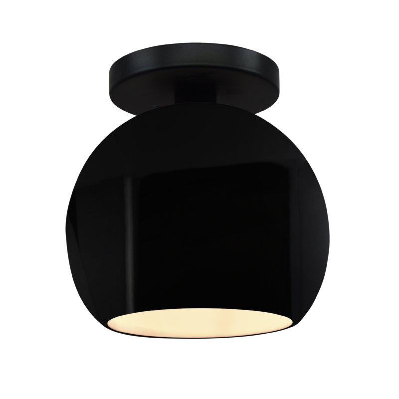 Radiance Ceramic Semi Flush Mount, 9" H x 10" W x 10" D, Gloss Black/Matte White, Matte Black