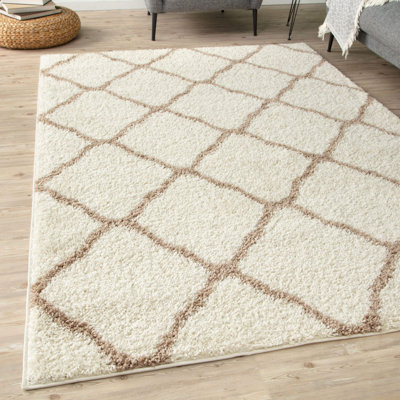 Myshaggy Collection Rugs Moroccan Design in Ivory Beige