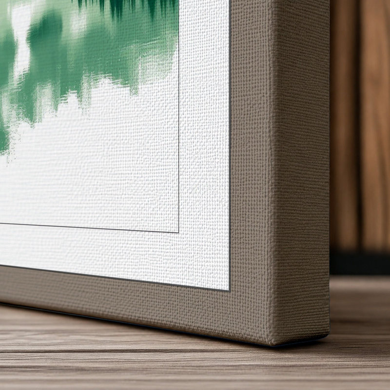 Alpine Lake Reflection Scandinavian - Wrapped Canvas, 30x20 - 76.2 x 50.8 cm, Taupe Border