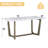 Luxury 70 Inch White Sintered Stone Dining Table With Brushed Bronze Base-525071313