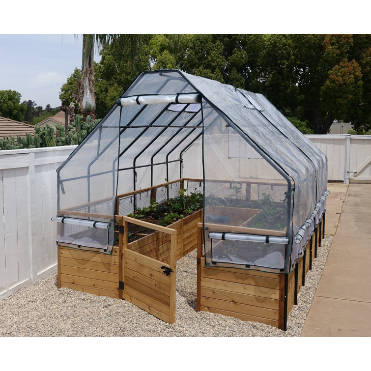 8 ft. W x 8 ft. D Cedar Garden in A Box with Greenhouse Covering Outdoor Living Today