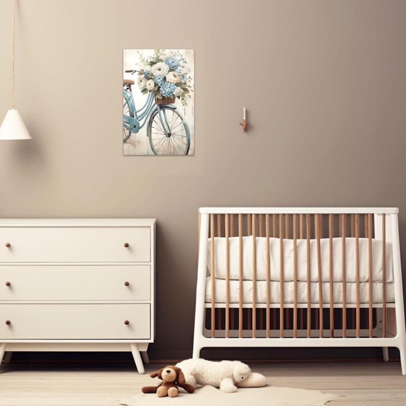 Vélo avec fleurs sans cadre, art mural 12 po x 18 po
