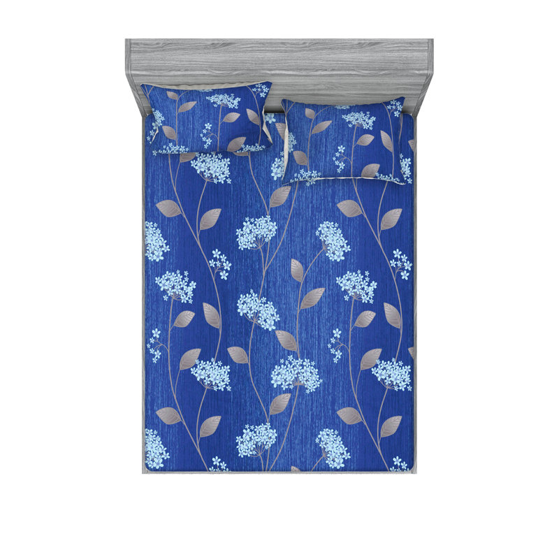 Drap-housse et taies décoratives 3 pièces Ambesonne, Bleu doux, gris pâle/ floral