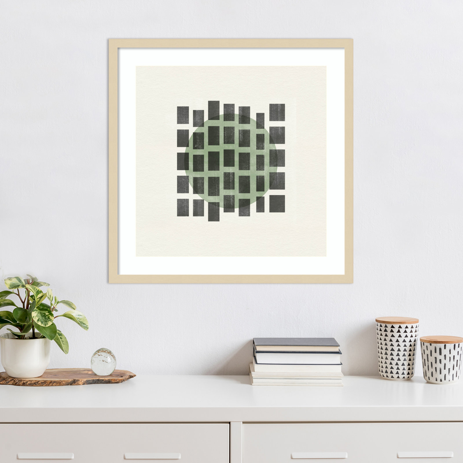 Minimalist Japandi 01 by The MIUUS STUDIO Wood Framed Wall Art Print, Brown, 25" H x 25" W