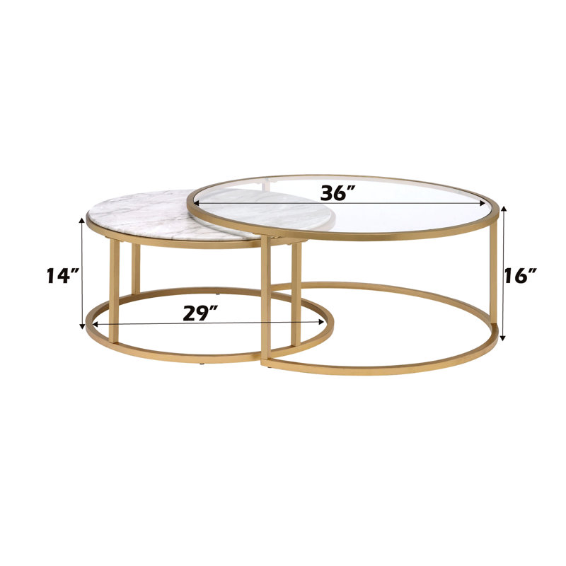 Tables gigognes polyvalentes en faux marbre - Base en métal doré