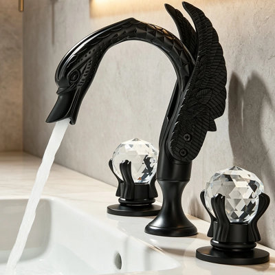 Black Swan Bathroom Sink Faucet 3 Hole Widespread Vanity Basin Mixer Faucet Taps