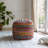 Chindi Bohemian Striped Handmade Chindi/Jute Square Ottoman Pouf-101548655