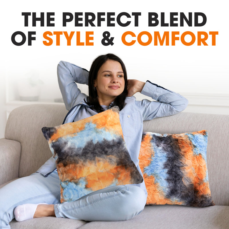 Multicolored Faux Fur 18" x 18" Throw Pillow Set