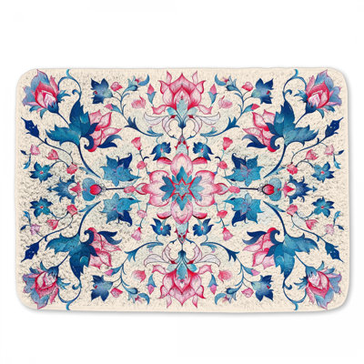 Floral Mandala Bath Mat Decorative Bathroom Decor Eclectic