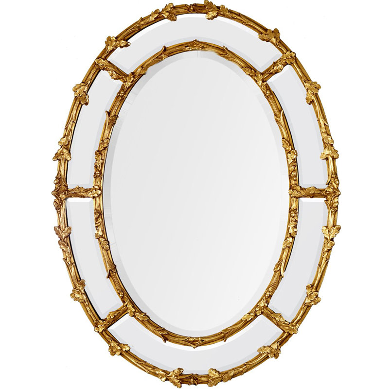 Miroir décoratif biseauté feuilles de chêne et glands, 55 po x 42 po