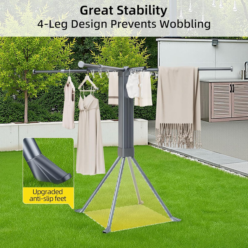 Clothes Drying Rack Foldable Extending Laundry Rack with 16 Clips Collapsible Clothing Rack