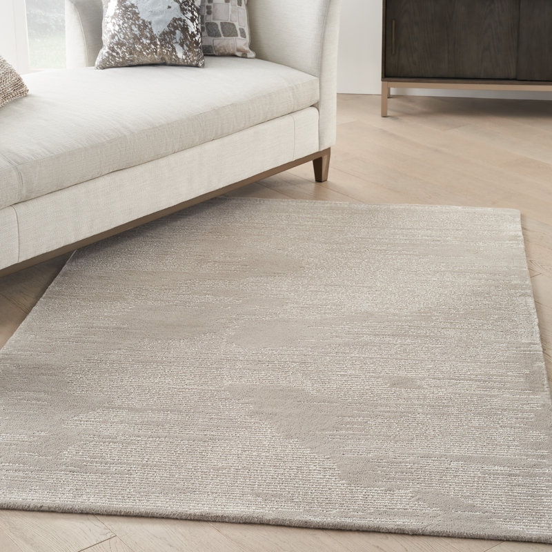 Laurene Abstract Area Rug in Taupe/Ivory, Rectangle 4' x 6'