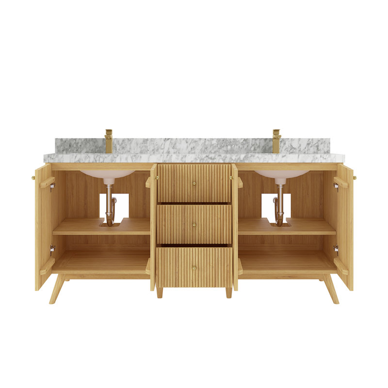 Ensemble de meuble-lavabo double 72 po Izzat, Marbre de Carrare