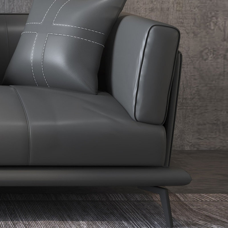 Coussin modulaire en cuir véritable gris foncé, H 35,43 po x l 94,49 po x P 33,86 po
