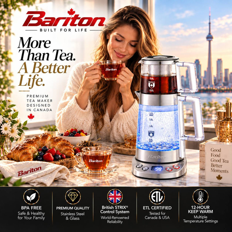 Bariton Glass Electric Tea Maker With Kettle and Teapot ,1500W