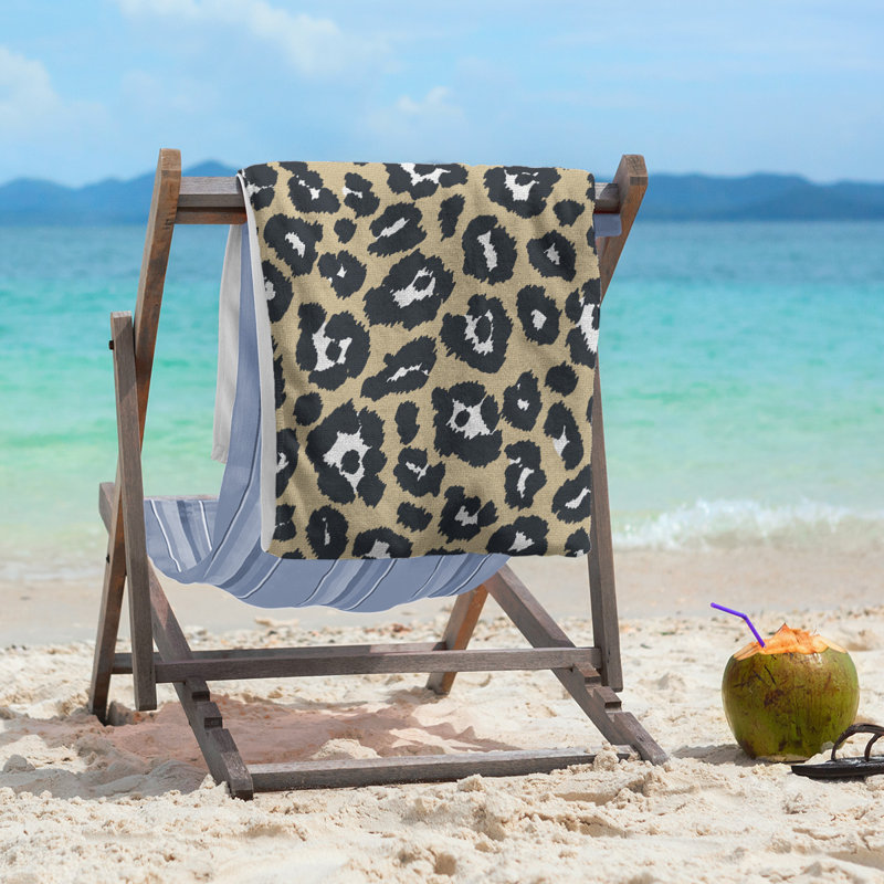 Tecoma Beach Towel, Microfiber, Old Gold/White/Black