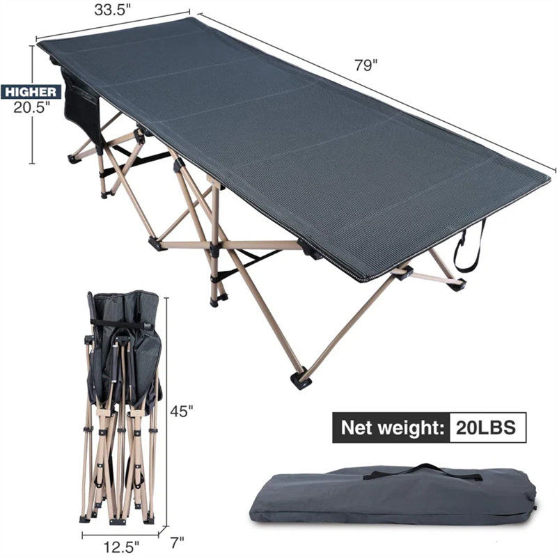 Cot, 20.5" H x 33.5" W x 79" L, Blue