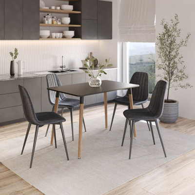 Carlo Anti Stain Velvet Dining Chairs Padded Seat Metal Legs Kitchen Office