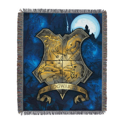 Warner Bros. Harry Potter Throw Blanket, Moonlit Crest Wizarding World Decor, 48x60 Inches