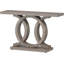 Console 55 po avec base géométrique en bois, canapé d'entrée rustique pour salon, couloir, vestibule - table d'appoint décorative pour présentation et rangement, gris
