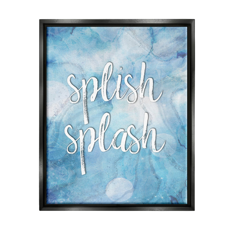 «Splish Splash Blue Bathroom Water» par Martina Pavlova, impression, Cadre flottant noir de jais