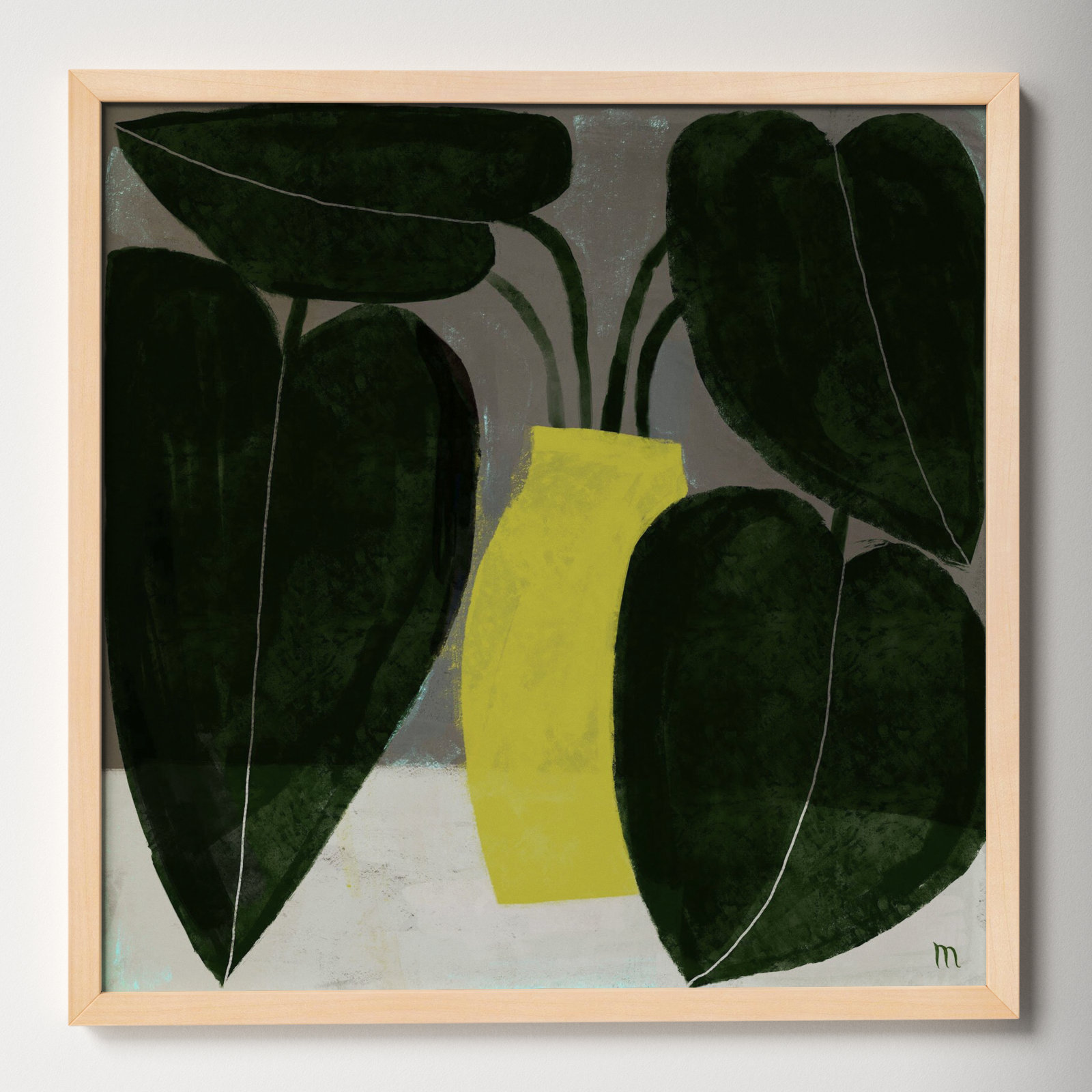 Plant "Plant No. 7" Painting, 30" H x 30" W x 1.25" D, Brown