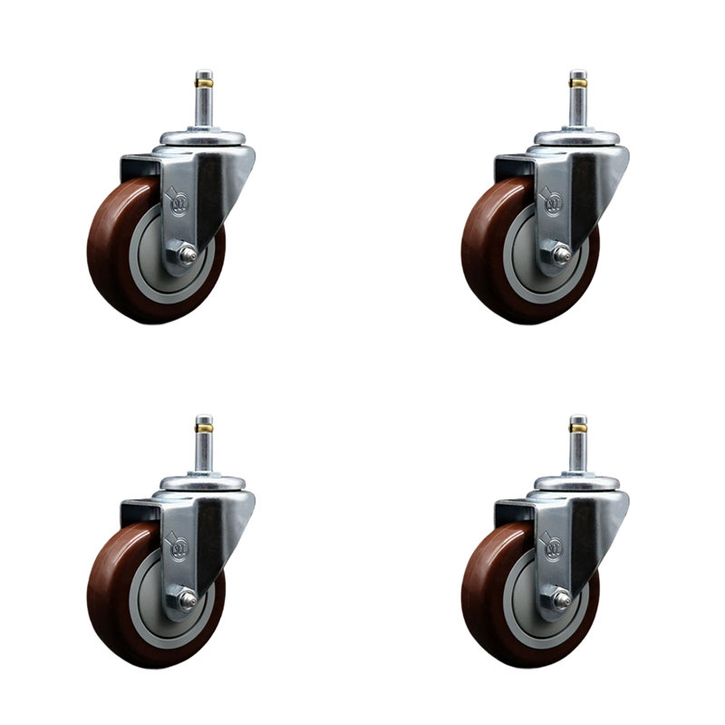 urethane Swivel Grip Ring Stem Caster Set, Maroon