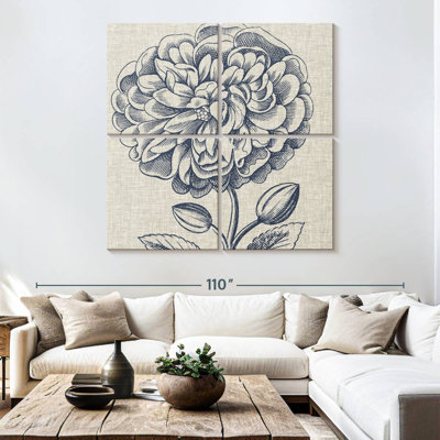 Indigo floral sur lin III