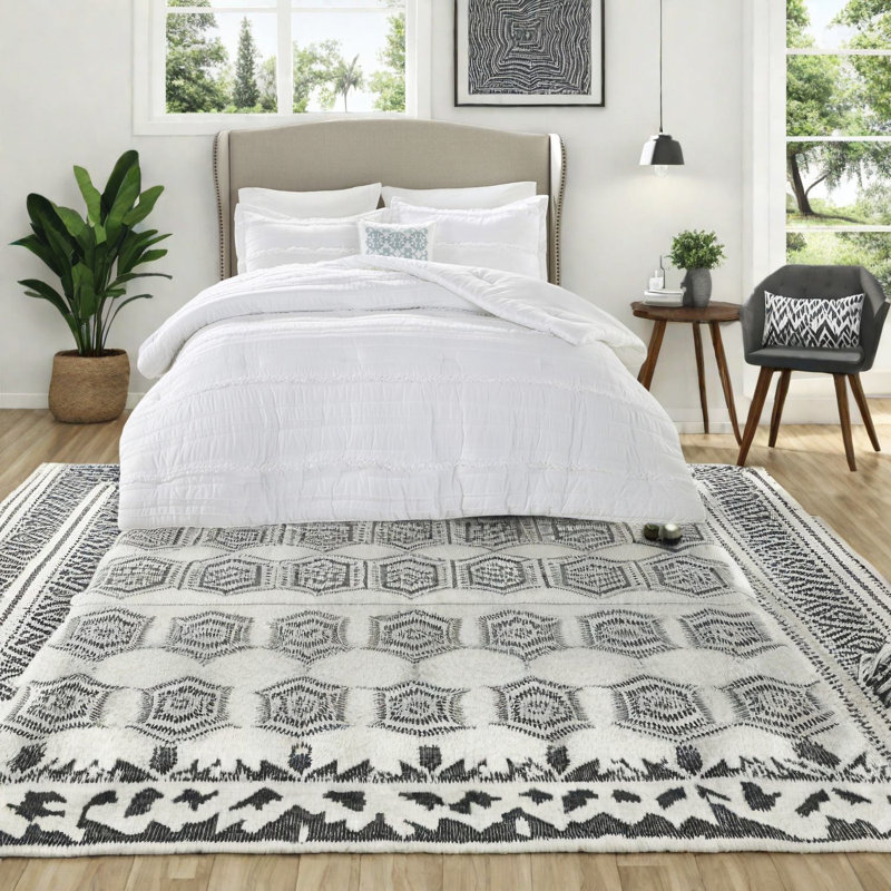 Elegant White Bedding Sets, Polyester With Ruffles, Style For Home