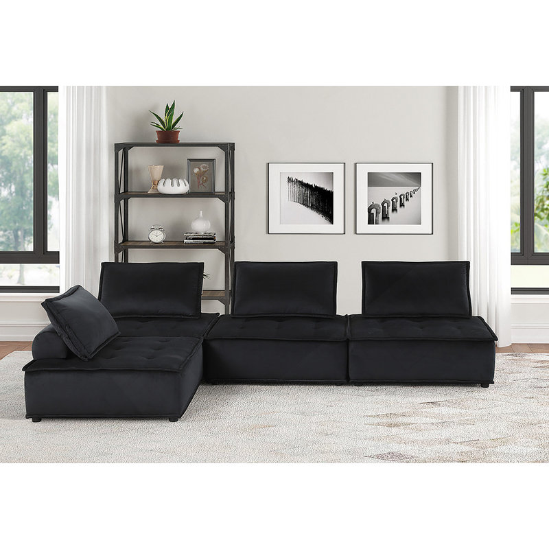 Ensemble de canapé modulaire en velours de 120 pouces avec repose-pieds pour un confort spacieux et une élégance moderne