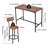 Bar Table, 5PCS 47″ Bars Tables Set, Bar Tables and Chair Set with Rounded Edge Design, Rectangular Pub Table with Four Stools for Living Room, Dining Room, Kitchen, Walnut Color, Black