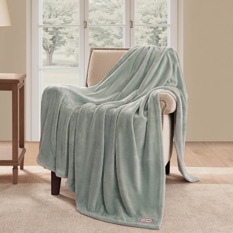 Hunter Coco Flannel Throw Blanket, Desert Sage Geen