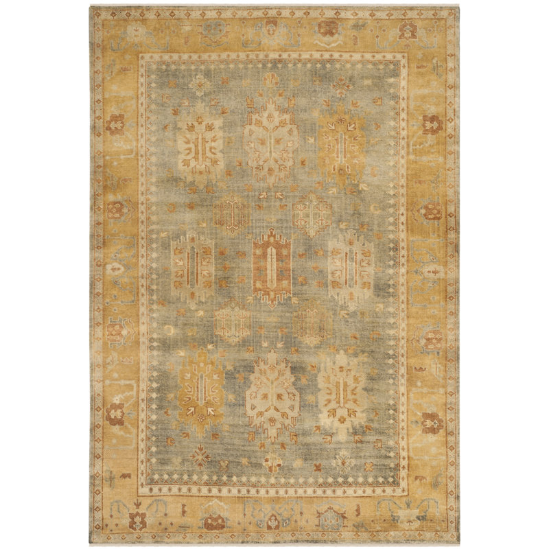 Tapis oriental Oushak en laine nouÃ© Ã  la main, Rectangle de 10 pi x 14 pi