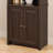 Tall 4 Shelf Slant-Back Bookcase with Doors, Shaker Doors Conceal a Lower Compartment with One Adjustable Shelf, Espresso