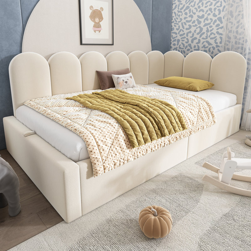 Daybed With Hydraulic Storage, Beige, Single (3')