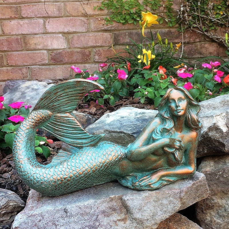 Statue 3 pièces Life's a Beach Mermaid, Bronze patiné