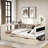 Modern Bed With Storage Shelves, 2 Drawers, Charging Station, Study Desk And Upholstered Headboard-833519710