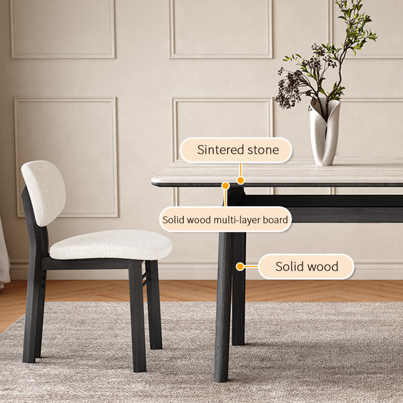Ensemble de table de salle à manger rectangulaire de style français, H 29,53 po x L 62,99 po x l 31,5 po