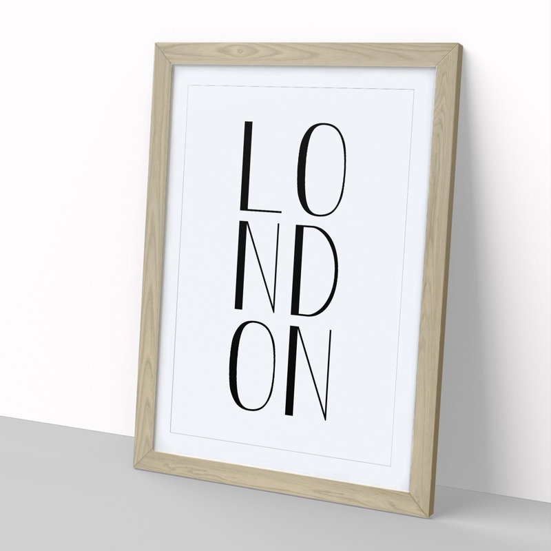 London - Picture Frame Typography, Oak Framed, 90cm H x 65cm W x 2cm D