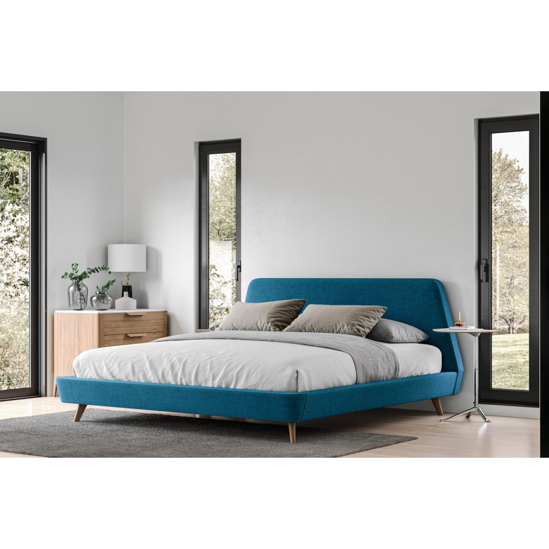 Henry Upholstered Platform Bed, Blue, King