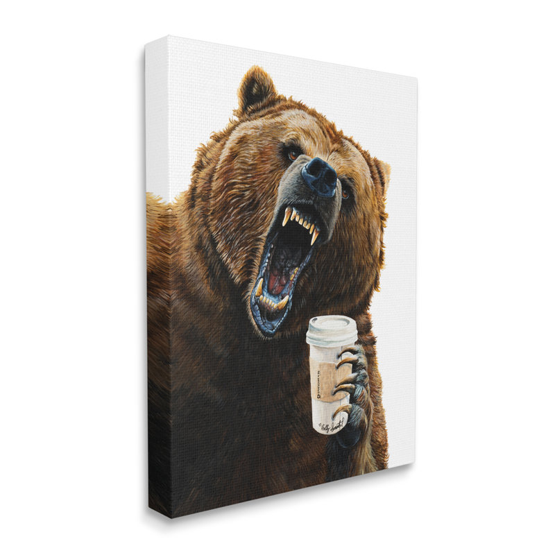 «Roaring Bear with Coffee», art mural par Holly Siment, H 20 po x l 16 po x P 1,5 po