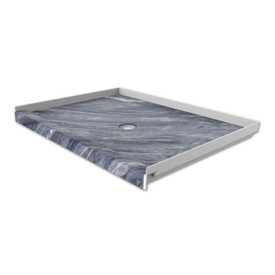 Base de douche en alcôve avec bonde centrale l 48 po x P 34 po FlexStone®
