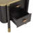 Black Curved Contemporary Nightstand, 2-Drawer Bedside Table With Feather Shaped Metal Handles-741118528