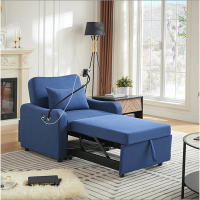 Canapé-lit, canapé-lit convertible 3 en 1 avec dossier réglable, support pour téléphone et port USB, type C, fauteuil inclinable réglable, fauteuil pour salon, chambre à coucher, petit espace