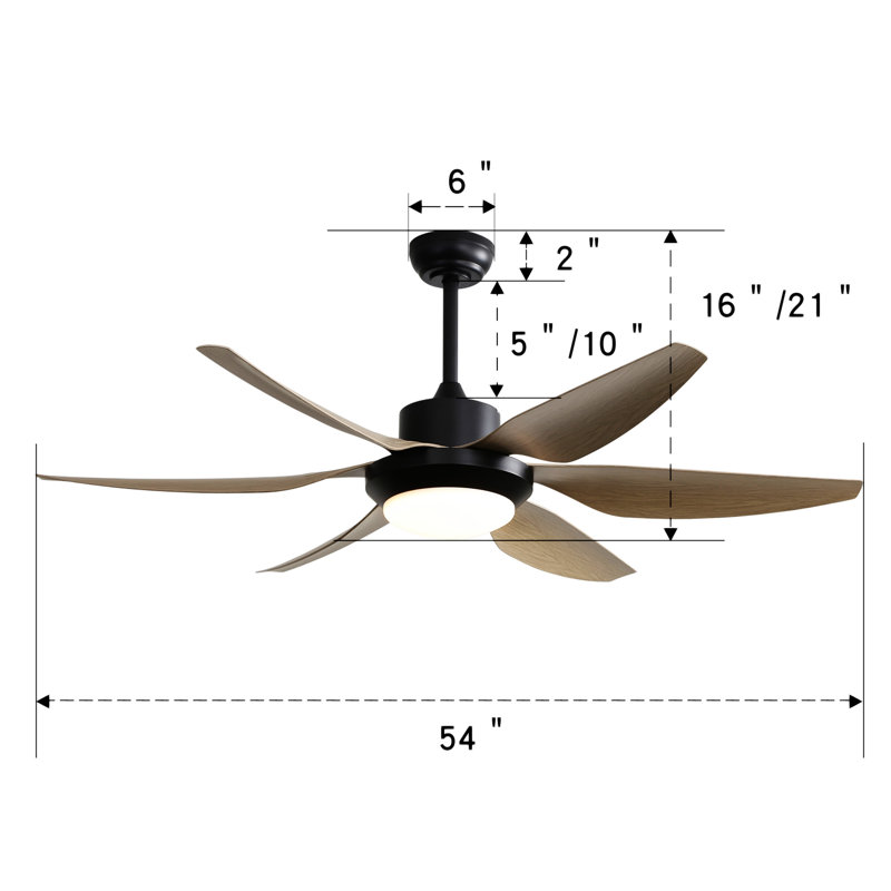 54 Inch Indoor Ceiling Fan With Dimmable Led Light ABS Blades Remote Control Reversible DC Motor For Living Room