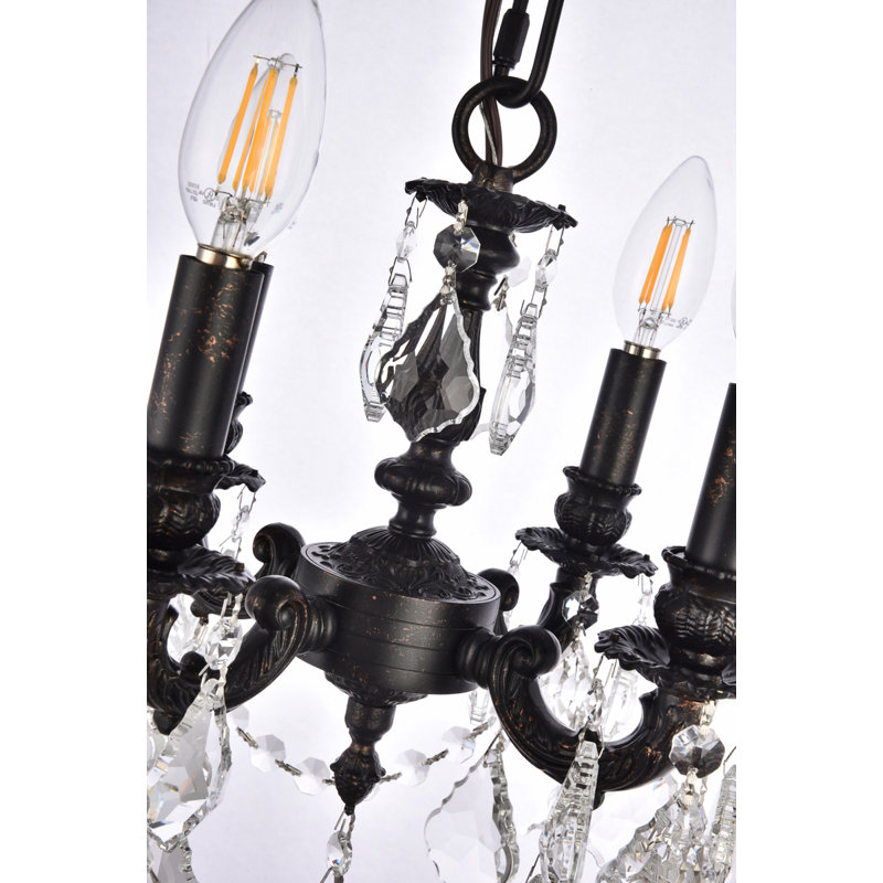 Downes 4 - Light Dimmable Classic / Traditional Chandelier, Royal Cut, Clear, Dark Bronze