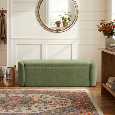 51.4" Enlarged Plush Teddy Chenille Upholstered Storage Ottoman Bench, No Assembly Required