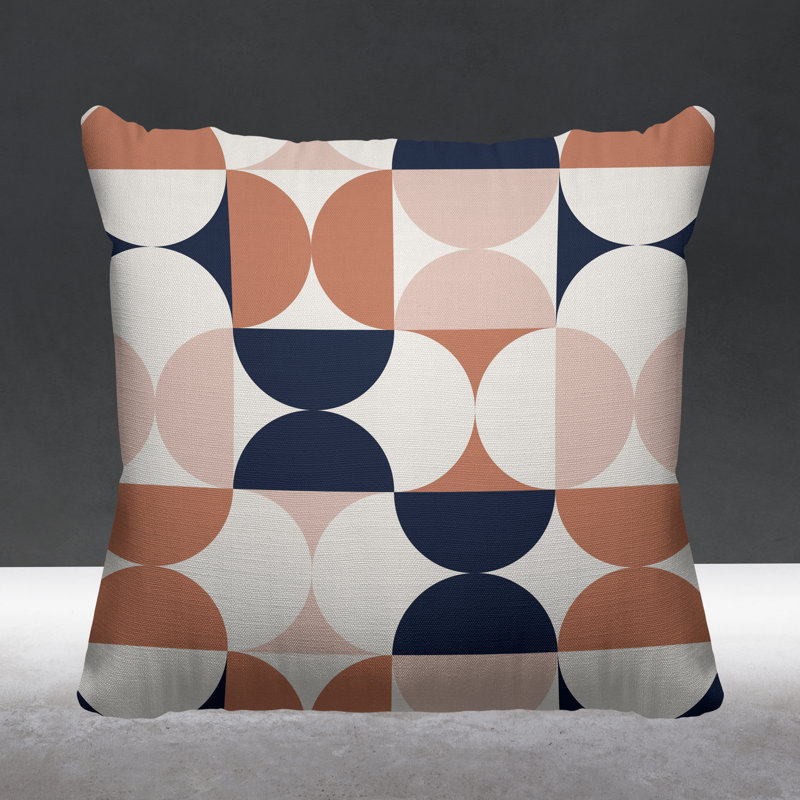 Pitto Outdoor Reversible Throw Pillow, 19" x 19", Turquoise/Navy Blue